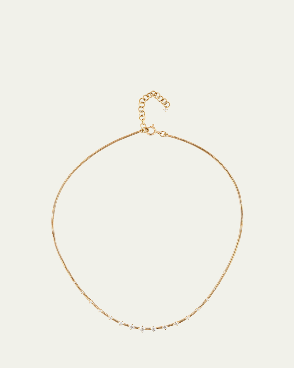 18K Yellow Gold Diamonds On Chain Necklace